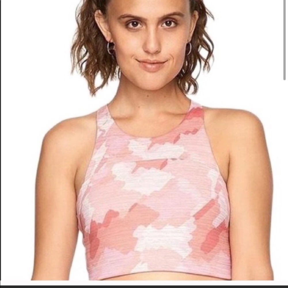 Outdoor Voices Tech Sweat Crop in Coral Stroke